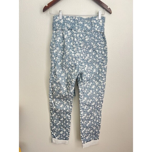 Sézane High-Waist Floral Tapered Jeans FR 34/US 2 Blue White NWT - Picture 8 of 12